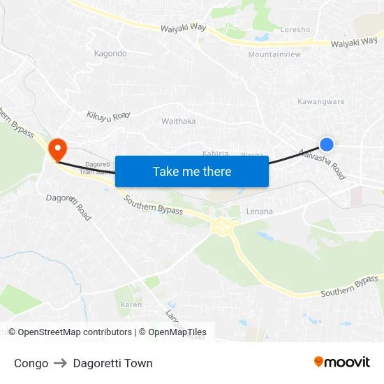 Congo to Dagoretti Town map