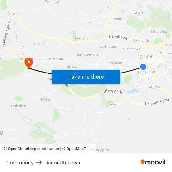 Community to Dagoretti Town map