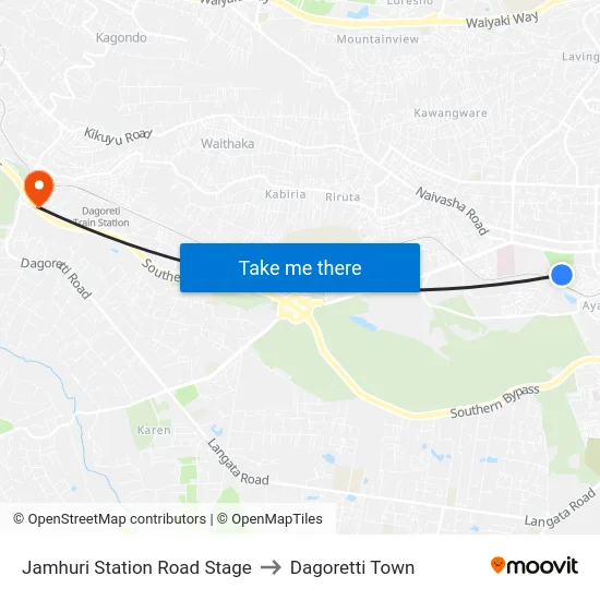 Jamhuri Station Road Stage to Dagoretti Town map