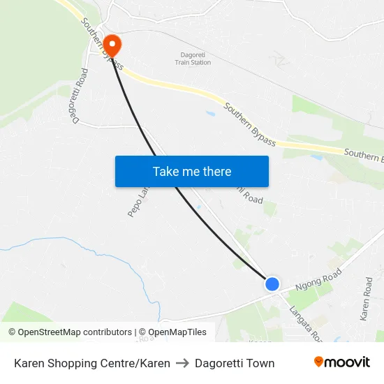 Karen Shopping Centre/Karen to Dagoretti Town map