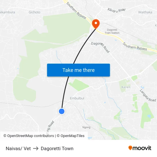 Naivas/ Vet to Dagoretti Town map
