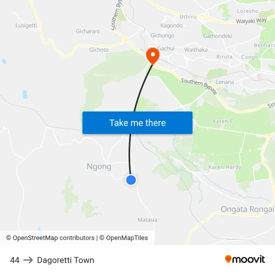 44 to Dagoretti Town map