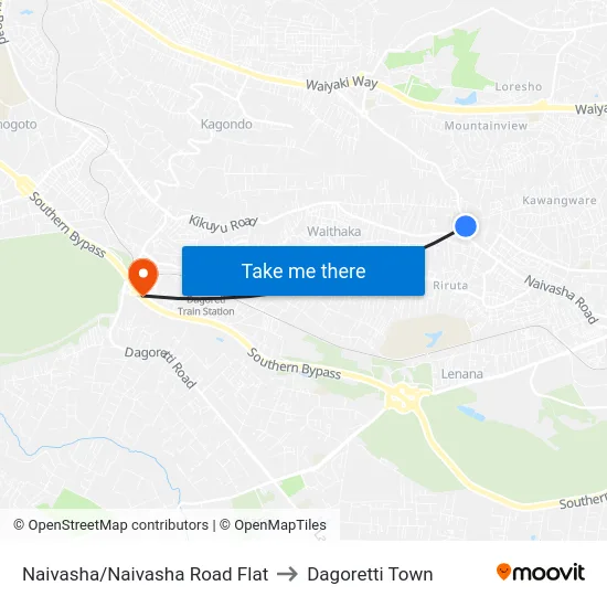 Naivasha/Naivasha Road Flat to Dagoretti Town map