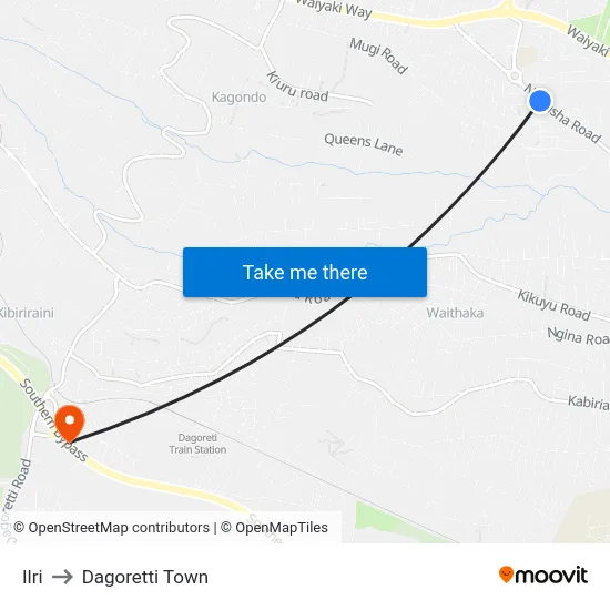 Ilri to Dagoretti Town map
