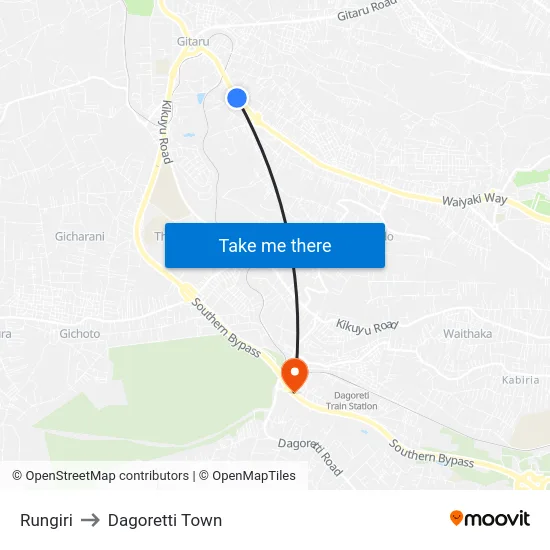 Rungiri to Dagoretti Town map