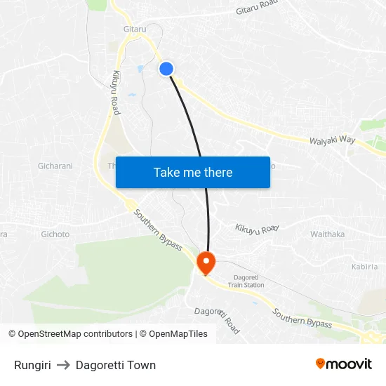Rungiri to Dagoretti Town map