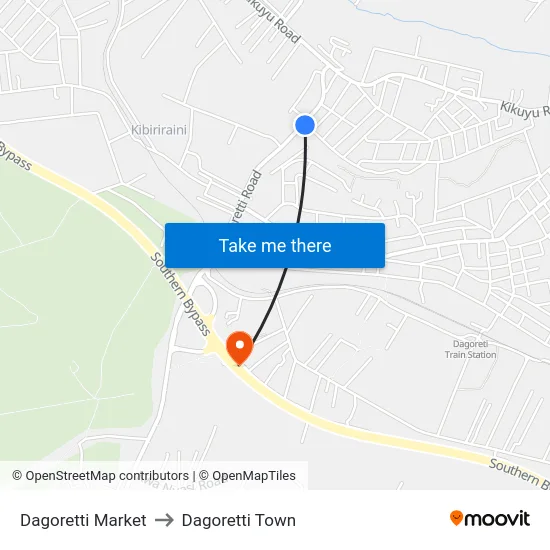 Dagoretti Market to Dagoretti Town map