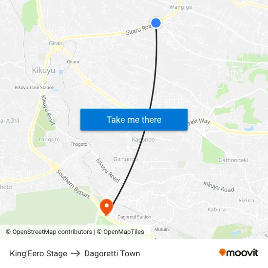 King'Eero Stage to Dagoretti Town map