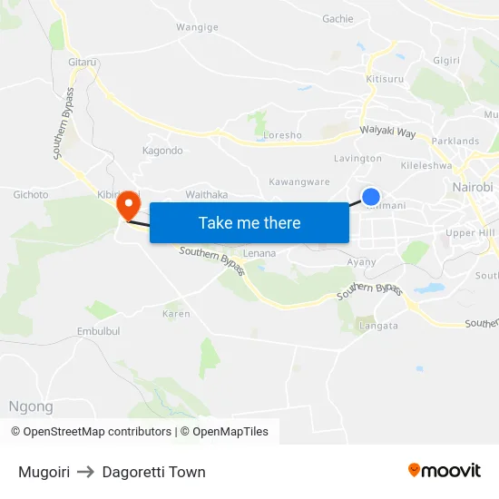 Mugoiri to Dagoretti Town map