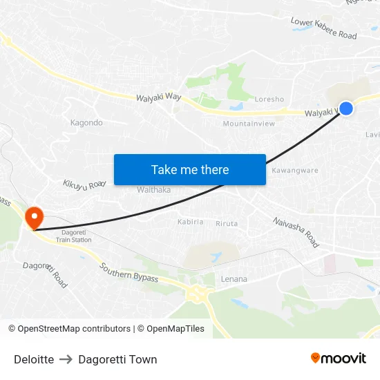 Deloitte to Dagoretti Town map