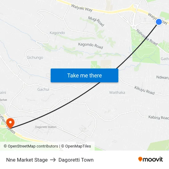 Nne Market Stage to Dagoretti Town map