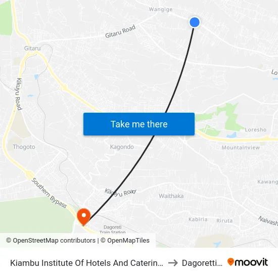 Kiambu Institute Of Hotels And Catering/Valence School to Dagoretti Town map