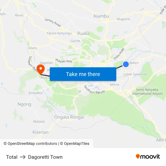 Total to Dagoretti Town map