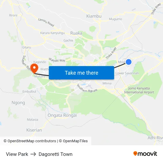 View Park to Dagoretti Town map