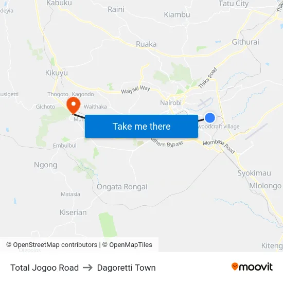 Total Jogoo Road to Dagoretti Town map