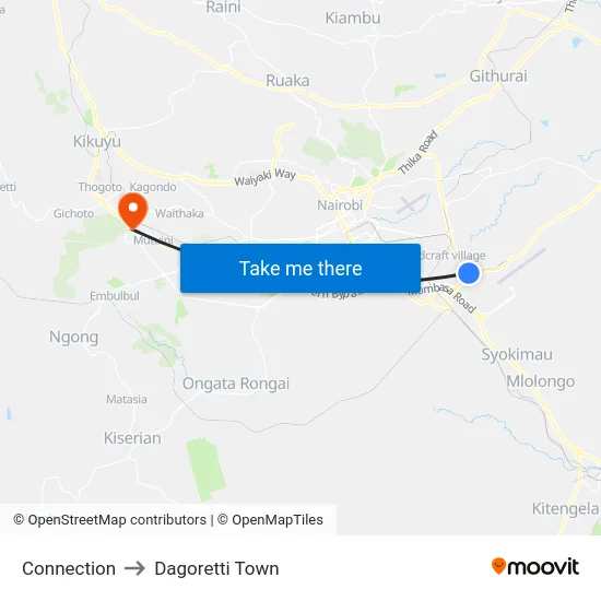 Connection to Dagoretti Town map