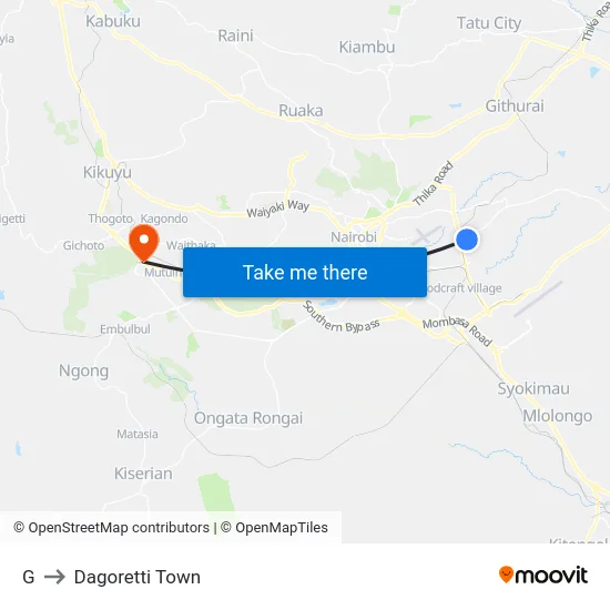 G to Dagoretti Town map