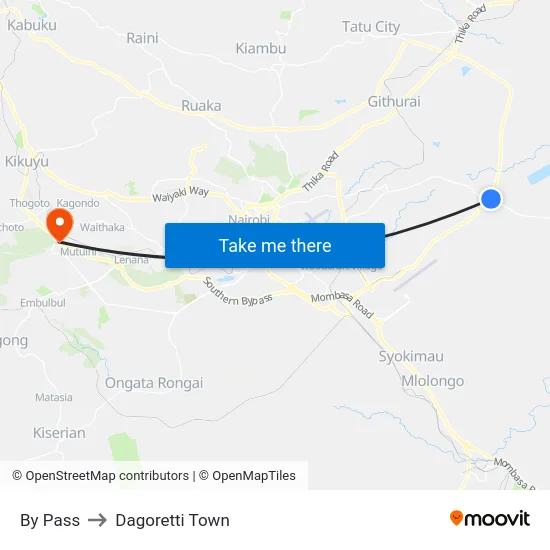 By Pass to Dagoretti Town map