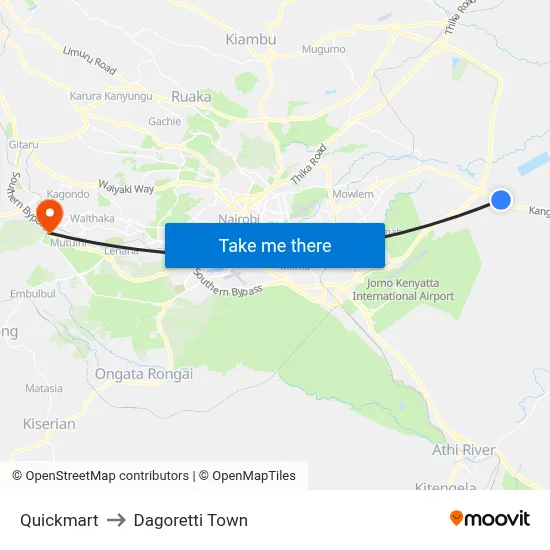Quickmart to Dagoretti Town map
