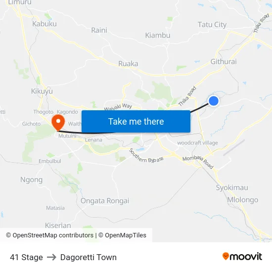 41 Stage to Dagoretti Town map