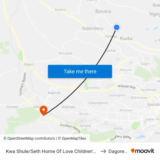 Kwa Shule/Seth Home Of Love Children's Home/Muchatha Dispensary to Dagoretti Town map