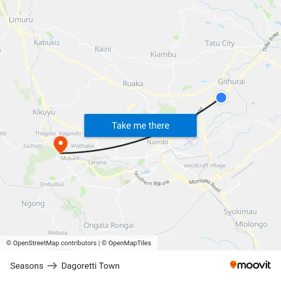 Seasons to Dagoretti Town map