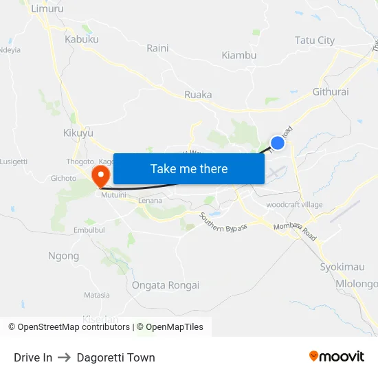 Drive In to Dagoretti Town map