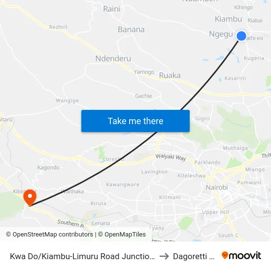 Kwa Do/Kiambu-Limuru Road Junction/Red Nova to Dagoretti Town map