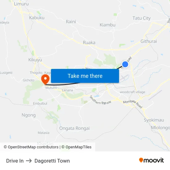 Drive In to Dagoretti Town map