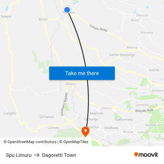 Spu Limuru to Dagoretti Town map