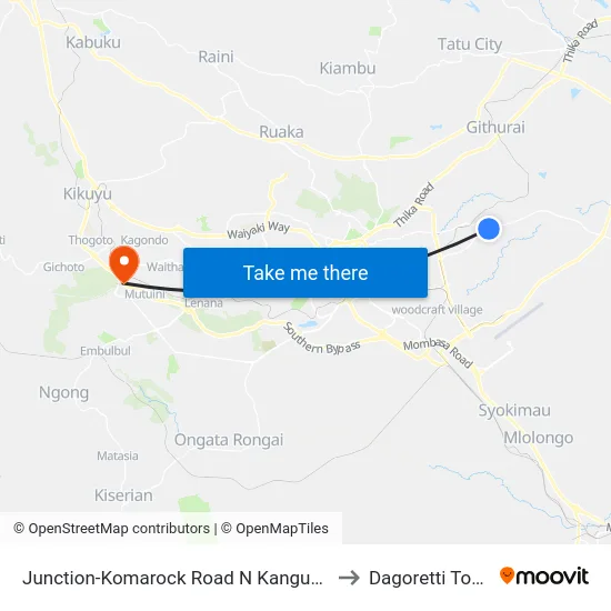 Junction-Komarock Road N Kangundo to Dagoretti Town map