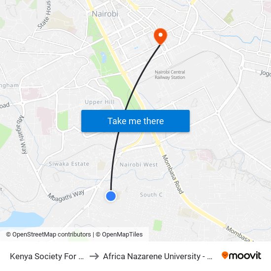 Kenya Society For the Blind to Africa Nazarene University - Aghro House map