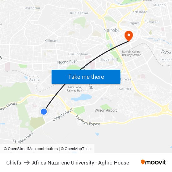 Chiefs to Africa Nazarene University - Aghro House map