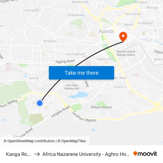 Kanga Road to Africa Nazarene University - Aghro House map