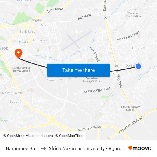 Harambee Sacco to Africa Nazarene University - Aghro House map