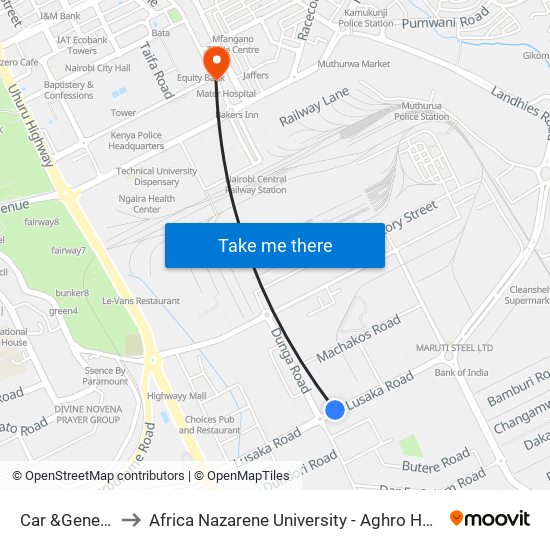 Car  &General to Africa Nazarene University - Aghro House map