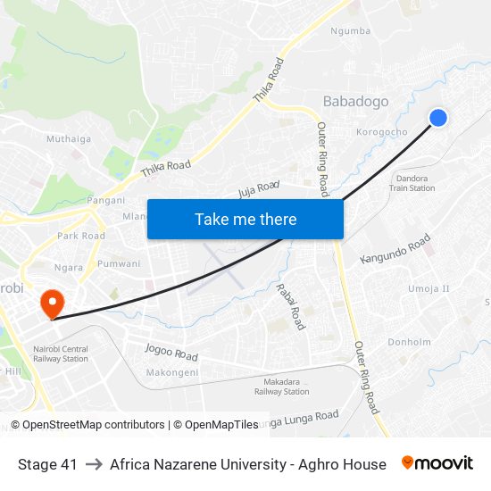 Stage 41 to Africa Nazarene University - Aghro House map