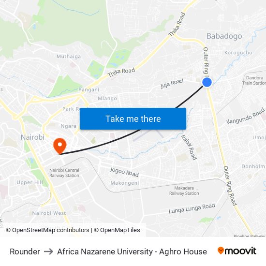 Rounder to Africa Nazarene University - Aghro House map