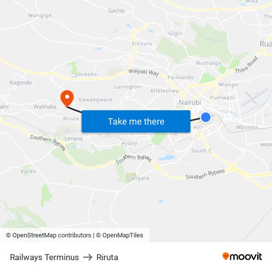 Railways Terminus to Riruta map