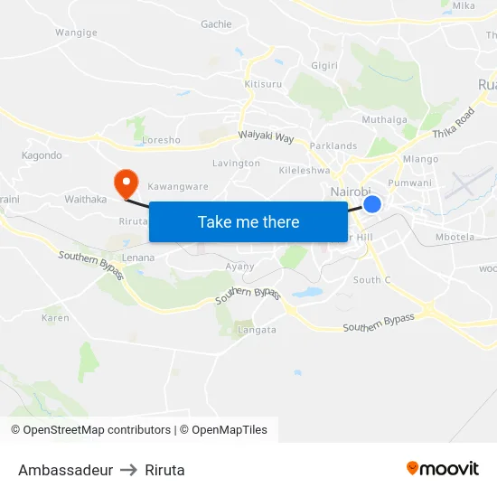 Ambassadeur to Riruta map