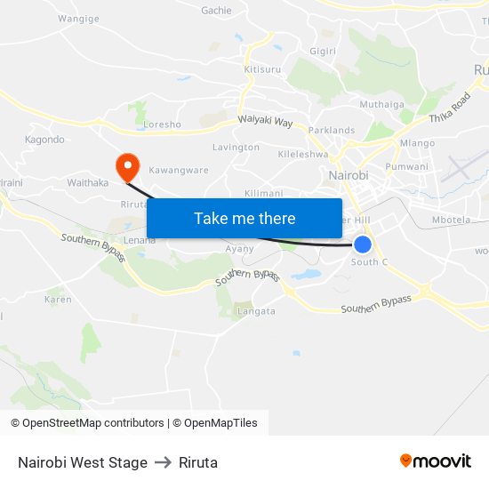 Nairobi West Stage to Riruta map