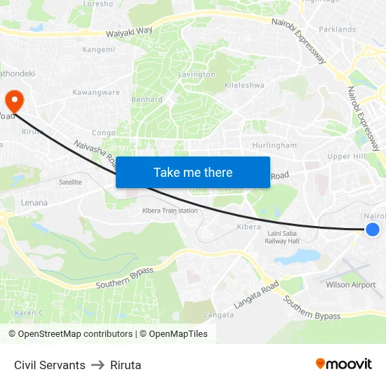 Civil Servants to Riruta map