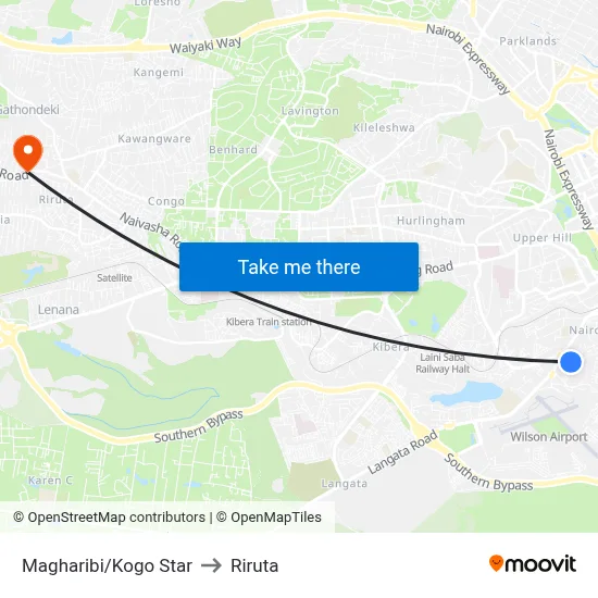 Magharibi/Kogo Star to Riruta map