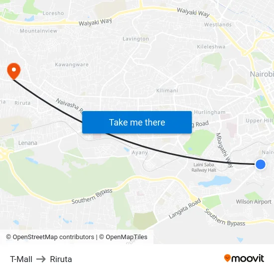 T-Mall to Riruta map