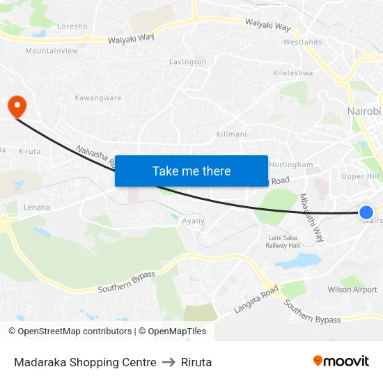 Madaraka Shopping Centre to Riruta map
