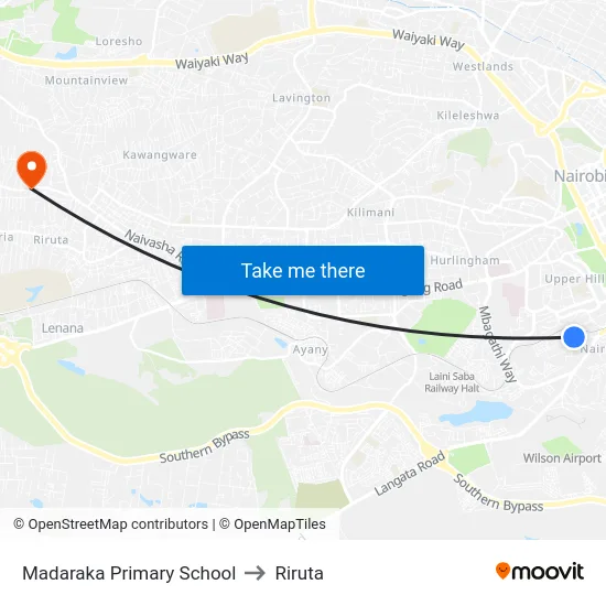 Madaraka Primary School to Riruta map