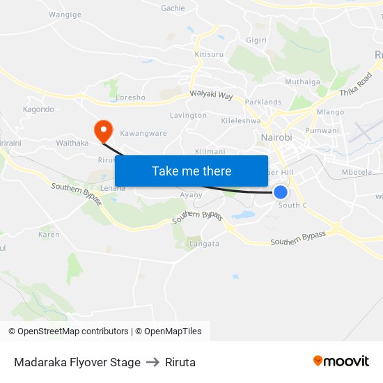 Madaraka Flyover Stage to Riruta map