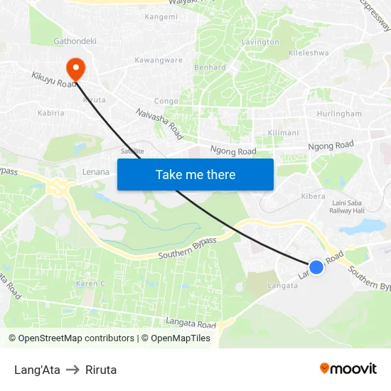 Lang'Ata to Riruta map