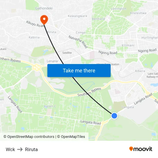 Wck to Riruta map