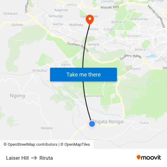 Laiser Hill to Riruta map